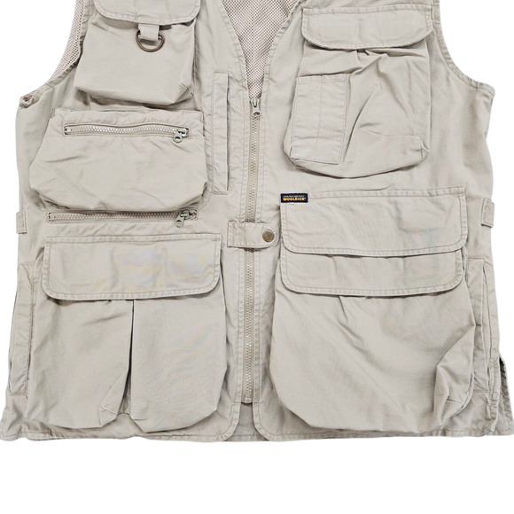 Vintage Woolrich John and Bros. Vest Mens Large Tan Fly Fishing Hunting Vented - Picture 4 of 16